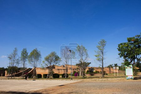 Photo for View landscape and modern building art of Ban Ta Klang or Taklang Elephant Village Study Centre for thai people travelers travel visit learn life local Kui ethnic on January 7, 2024 in Surin, Thailand - Royalty Free Image