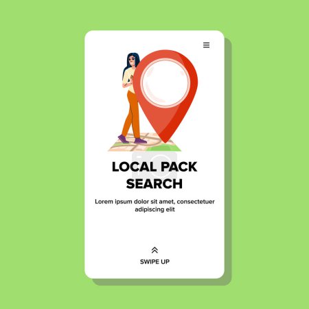 Illustration for Ranking local pack search seo vector. optimization business, listing reviews, citations mobile ranking local pack search seo web flat cartoon illustration - Royalty Free Image
