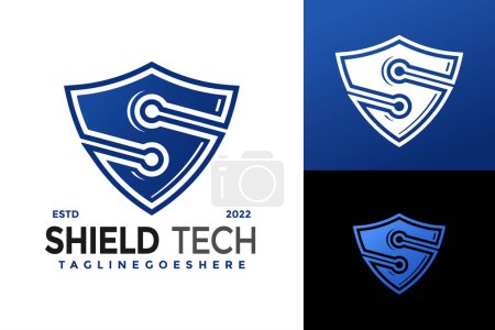 Ilustración de Letra inicial S Shield Tech Logo Design, vector de logotipos de identidad de marca, logotipo moderno, diseños de logotipo Vector Illustration Template - Imagen libre de derechos