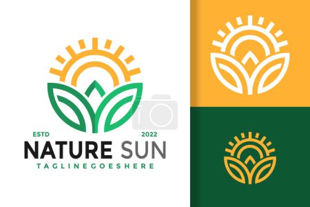 Natur Sonne Logo Design, Markenidentität Logos Vektor, modernes Logo, Logo Designs Vektor Illustration Vorlage