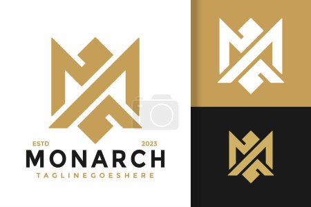 Téléchargez les illustrations : Letter M Monarch Logo Logos Design Element Stock Vector Illustration Template - en licence libre de droit