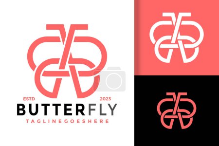 Ilustración de Letra A Línea de mariposa Logotipos Diseño Elemento Stock Vector Ilustración Plantilla - Imagen libre de derechos