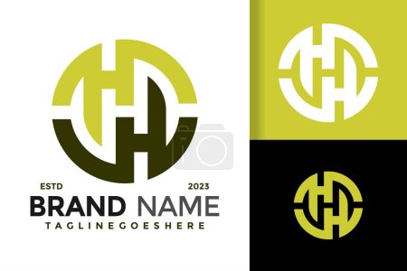 Illustration d'icône de symbole vectoriel de conception de logo d'entreprise de monogramme de Tripel H