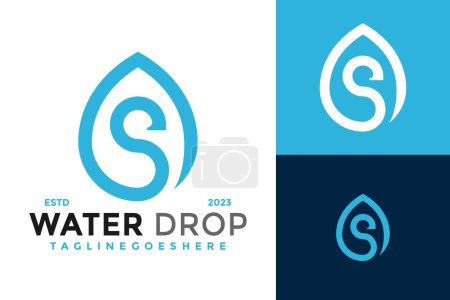 Téléchargez les illustrations : Lettre S Logo goutte d'eau dessin vectoriel symbole icône illustration - en licence libre de droit