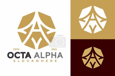 Letter A Alpha Octagon Logo design vector symbol icon illustration