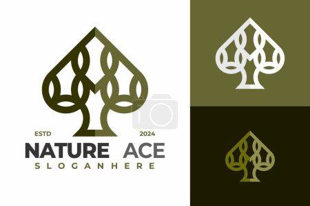 Letter M Nature Ace Spades logo design vector symbol icon illustration