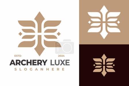 Letter H Archery Wing logo design vector symbol icon illustration