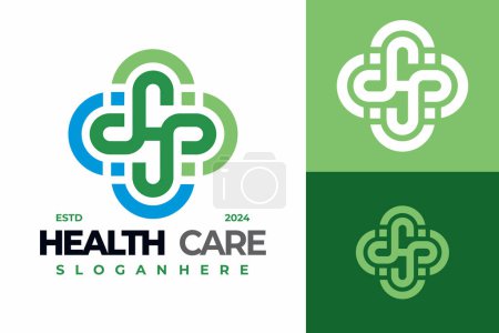 Letter H Medical Health Care logo design vector symbol icon illustration