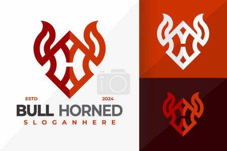 Letra H Bull logo diseño vector símbolo icono ilustración