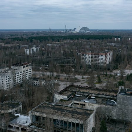 Photo for Pripyat, Chernobyl, Ukraine. View of the abandoned city and the Chernobyl Nuclear Power Plant. - Royalty Free Image