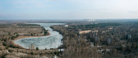Photo for Pripyat, Chernobyl, Ukraine. View of the abandoned city and the Chernobyl Nuclear Power Plant. - Royalty Free Image