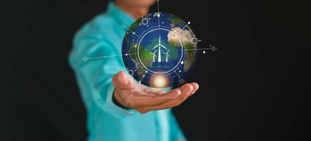 Sustainable development and business operation based on renewable energy, the concept of reducing carbon dioxide emissions, and green enterprises using renewable energy can limit climate change and global warming, and the future of green energy techn