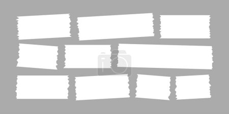 Klebrige Streifen. Weißes Klebeband auf grauem Hintergrund. Vektorillustration