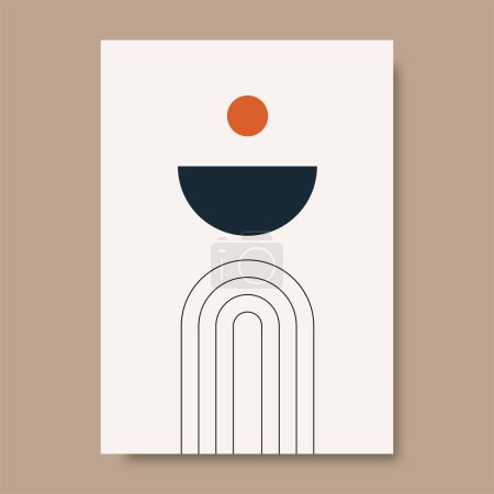 Ilustración de Fondos abstractos con elementos geométricos simples. Cubierta con estilo boho minimalista y colores pastel para carteles, portadas, pancartas, publicaciones en redes sociales - Imagen libre de derechos