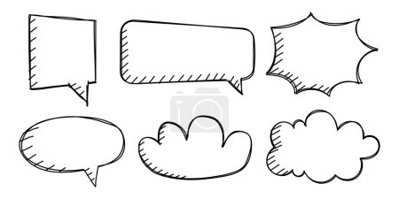 Ilustración de Conjunto de burbujas de habla dibujadas a mano. Ilustración vectorial - Imagen libre de derechos