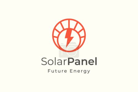 Téléchargez les illustrations : Logo énergie panneau solaire avec forme simple et moderne pour la fabrication et l'installation d'électricité entreprise. - en licence libre de droit
