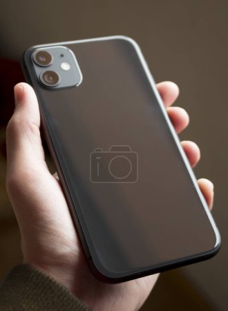 Photo for Back of a black mobile phone, smartphone - Royalty Free Image