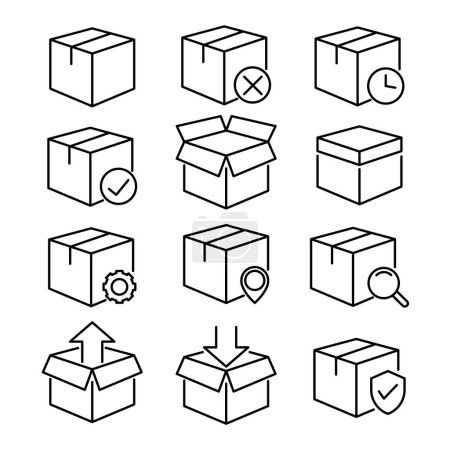 Photo for Line drawing box various icon set - Royalty Free Image