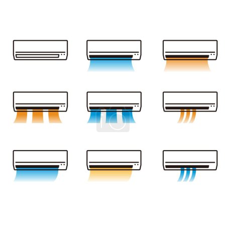 Illustration for Air conditioner icon illustration set :  Vector - Royalty Free Image