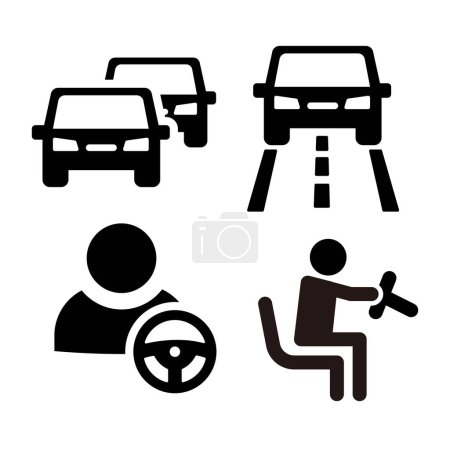 Illustration for Driving icon illustration set : Vector - Royalty Free Image