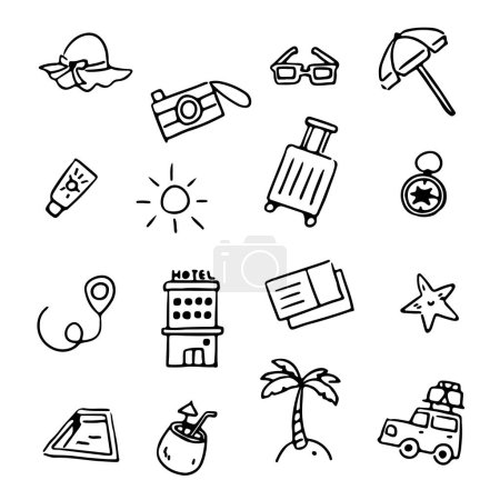 Photo for Hand drawn vacation illustration set : vector - Royalty Free Image