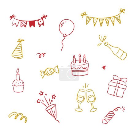 Photo for Party hand drawn illustration set - Royalty Free Image