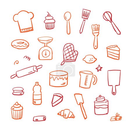 Kitchen utensils illustration set : vector
