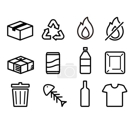 Conjunto de iconos de separación de basura: vector