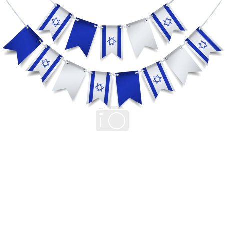 Illustration for Vector Illustration of Independence Day of Israel. Garland from the flag of Israel on a white background - Royalty Free Image
