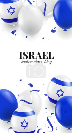 Foto de Ilustración vectorial del Día de la Independencia de Israel. Fondo con globos - Imagen libre de derechos