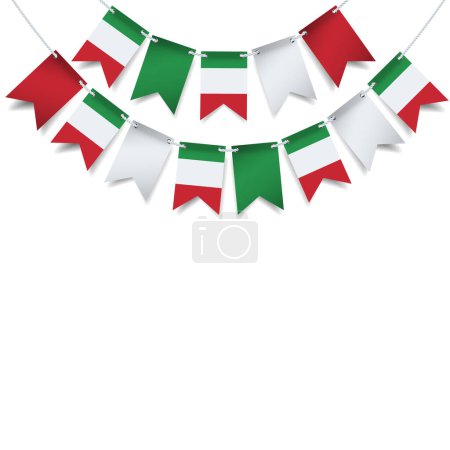 Vektor Illustration des Tages der Republik Italien. Girlande mit der Flagge Italiens auf weißem Hintergrund