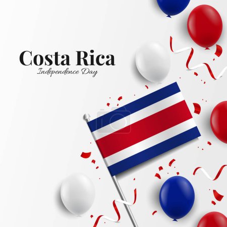 Vector Illustration. Independence Day in Costa Rica. Background with balloons, flag