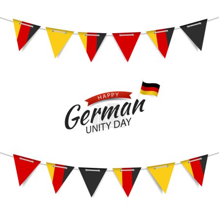 Illustration for Vector Illustration of German Unity Day. Garland with the flag of Germany on a white background - Royalty Free Image