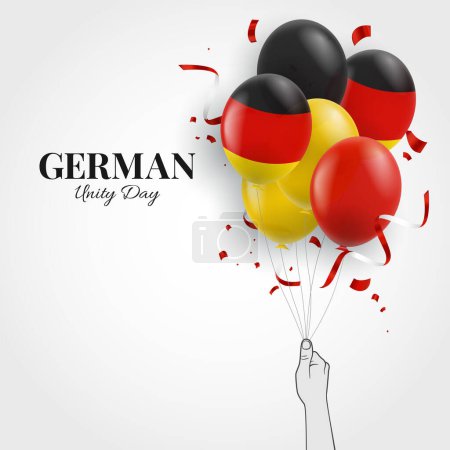 Vector Illustration of German Unity Day. Hand with balloons