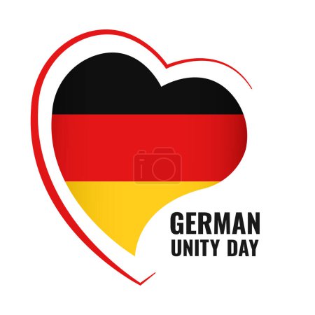 Illustration for Vector Illustration of German Unity Day. National flag in heart shaped - Royalty Free Image