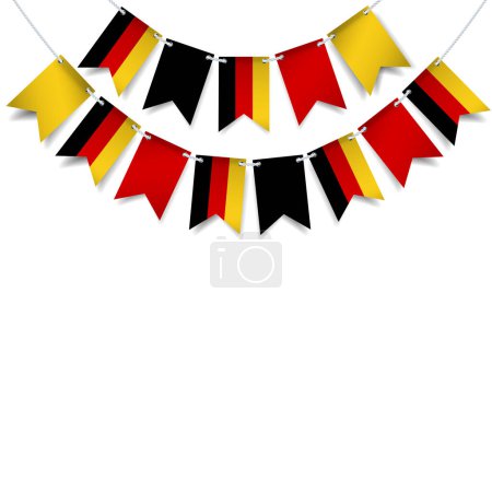 Illustration for Vector Illustration of German Unity Day. Garland with the flag of Germany on a white background - Royalty Free Image