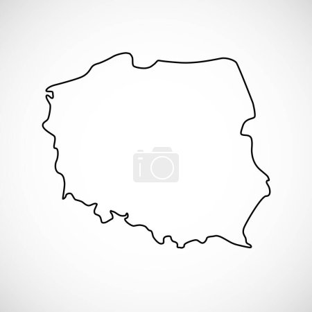 Vector Illustration. Line Map of Poland