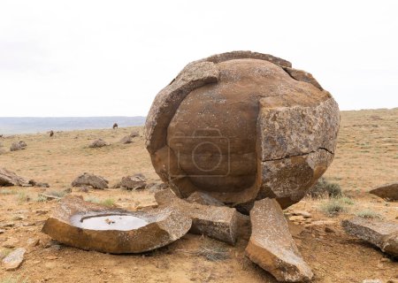 Stone balls in the Torysh valley in Aktau, western Kazakhstan. Concretions on the Ustyurt plateau in Aktau region.