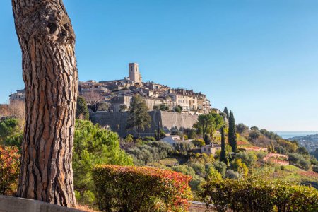 Saint Paul de Vence, France - medieval fortified hilltop town, view from the observation point