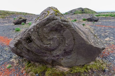 Foto de Karlsminni Stone Circle.in Islandia.. Un círculo de piedra es un monumento de piedras dispuestas en un círculo o elipse. - Imagen libre de derechos