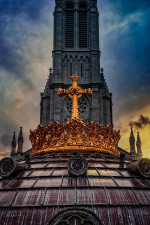 Photo for Lourdes is a city in southwestern France, in the foothills of the Pyrenees. It is known throughout the world for the Shrines of Our Lady of Lourdes, an important Catholic pilgrimage site. - Royalty Free Image
