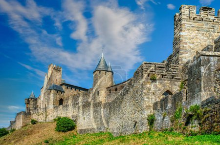 Téléchargez les photos : Carcassonne, ville perchée dans le Languedoc, est célèbre pour sa citadelle médiévale. - en image libre de droit