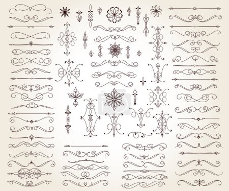 Illustration for Set of  decorative elements for design isolated, editable. From the largest and best collection of decorative elements .Text dividers smooth design. - Royalty Free Image