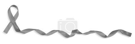 Photo for Closeup of a gray curled awareness ribbon isolated on a white background with clipping path. - Royalty Free Image