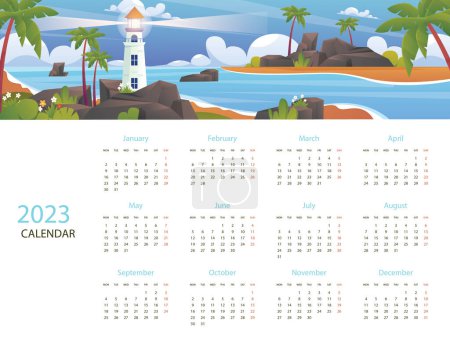 Photo for Gradient 2023 monthly calendar template - Royalty Free Image