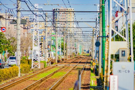 Téléchargez les photos : Ligne Toden Arakawa. Lieu de tournage : Shinjuku-ku, Tokyo - en image libre de droit
