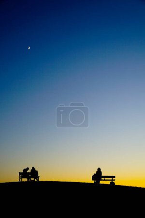 Photo for Silhouette of dusk and people. Shooting Location: Mitaka City, Tokyo - Royalty Free Image