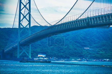 Foto de Puente del estrecho de Akashi. Ubicación del disparo: Akashi City, Prefectura de Hyogo - Imagen libre de derechos