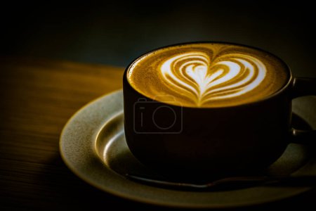 Photo for Latte art with a heart drawn. Shooting Location: Minato -ku, Tokyo - Royalty Free Image