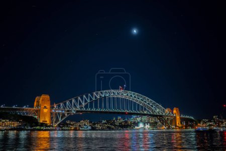 Photo for Sydneys moonlit night. Shooting Location: Australia, Sydney - Royalty Free Image